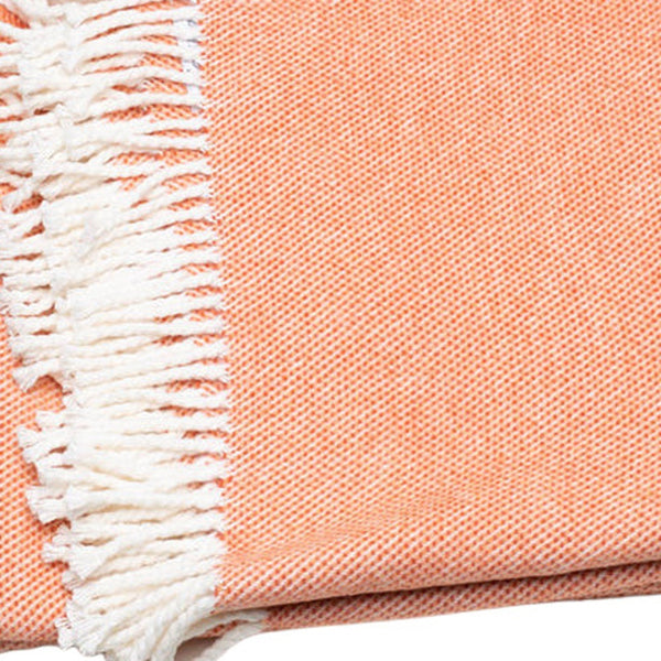 Homeroots Coral Mini Dot Fringed Throw Blanket  Cotton 475709