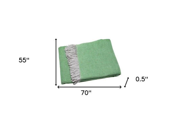 HomeRoots Forest Green Mini Dot Fringed Throw Blanket - Cozy Cotton Blend Accent for Stylish Comfort & Warmth 475710