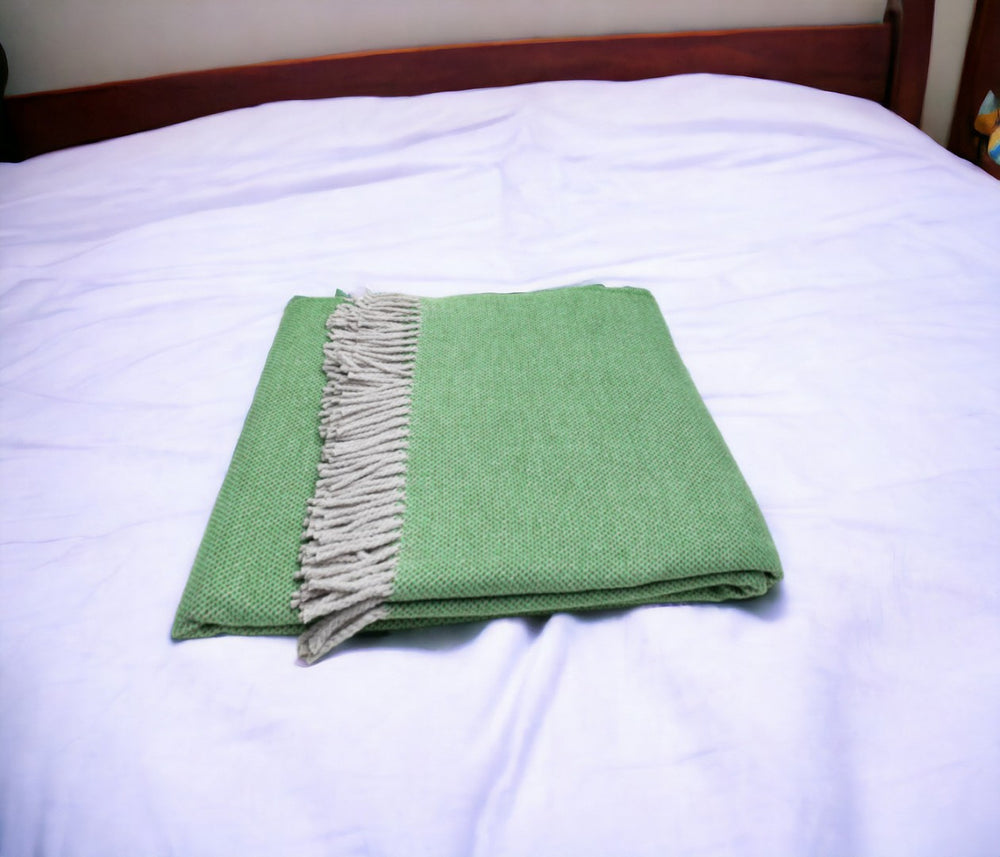 HomeRoots Forest Green Mini Dot Fringed Throw Blanket - Cozy Cotton Blend Accent for Stylish Comfort & Warmth 475710