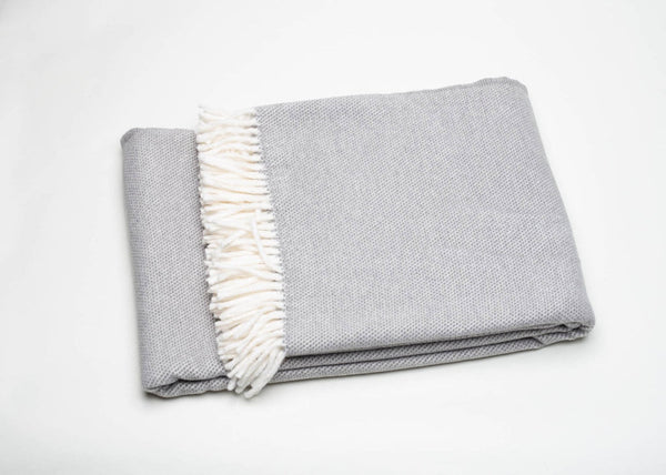 HomeRoots Light Gray Mini Dot Fringed Throw Blanket - Cozy Cotton-Acrylic Blend for Stylish Home Decor & Gifts 475712