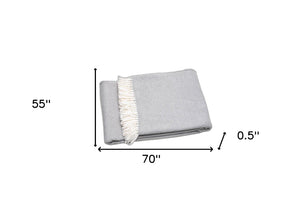 HomeRoots Light Gray Mini Dot Fringed Throw Blanket - Cozy Cotton-Acrylic Blend for Stylish Home Decor & Gifts 475712
