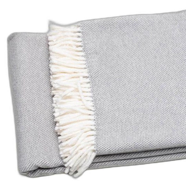 HomeRoots Light Gray Mini Dot Fringed Throw Blanket - Cozy Cotton-Acrylic Blend for Stylish Home Decor & Gifts 475712