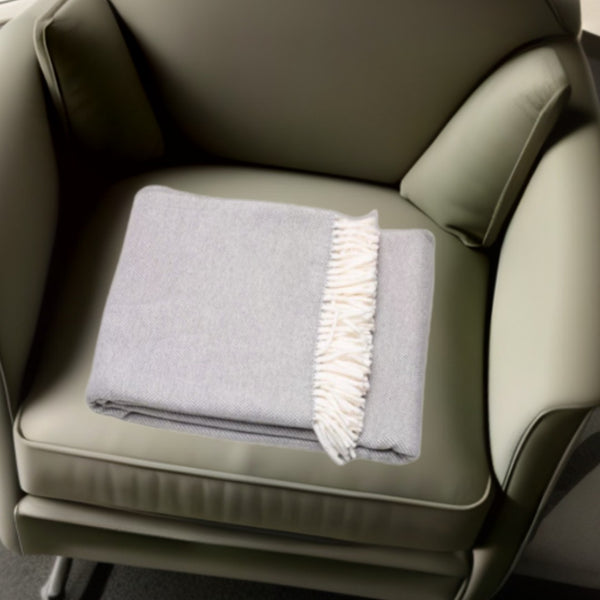 HomeRoots Light Gray Mini Dot Fringed Throw Blanket - Cozy Cotton-Acrylic Blend for Stylish Home Decor & Gifts 475712