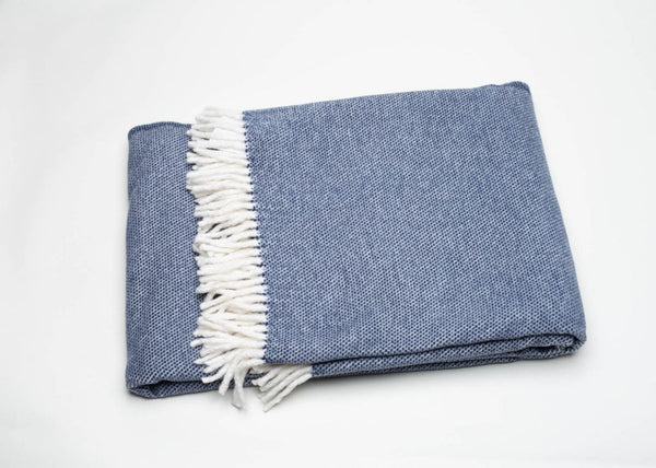 HomeRoots Navy Blue Mini Dot Fringed Throw Blanket – Cozy, Elegant Accent for Home Decor & Year-Round Comfort 475713