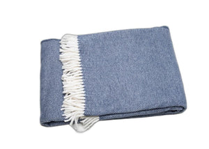 HomeRoots Navy Blue Mini Dot Fringed Throw Blanket – Cozy, Elegant Accent for Home Decor & Year-Round Comfort 475713