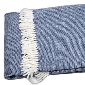 HomeRoots Navy Blue Mini Dot Fringed Throw Blanket – Cozy, Elegant Accent for Home Decor & Year-Round Comfort 475713