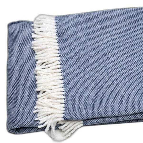 HomeRoots Navy Blue Mini Dot Fringed Throw Blanket – Cozy, Elegant Accent for Home Decor & Year-Round Comfort 475713