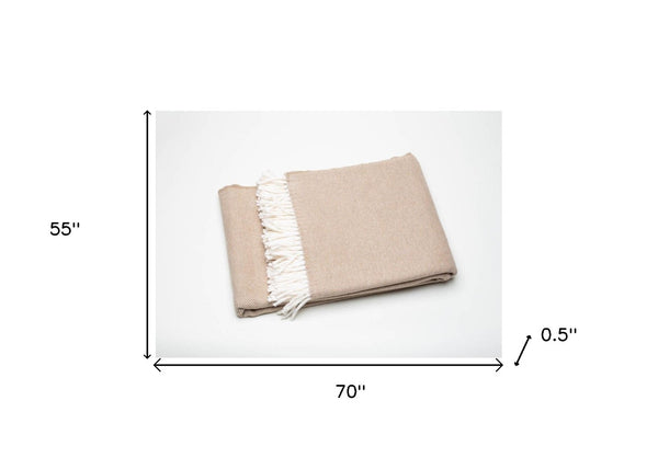 HomeRoots Stone Mini Dot Fringed Throw Blanket - Cozy Cotton-Acrylic Blend for Chic Home Décor & Gifts 475714
