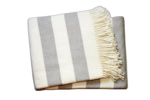 Homeroots Cream And Gray Slanted Stripe Fringed Throw Blanket  Cotton 475715