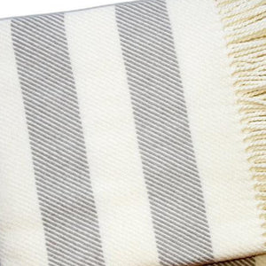 Homeroots Cream And Gray Slanted Stripe Fringed Throw Blanket  Cotton 475715