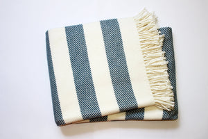 Homeroots Cream And Slate Slanted Stripe Fringed Throw Blanket  Cotton 475718