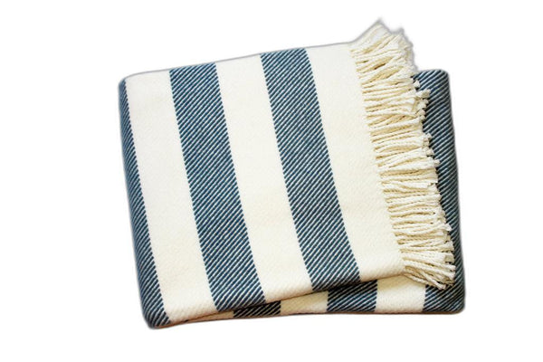 Homeroots Cream And Slate Slanted Stripe Fringed Throw Blanket  Cotton 475718