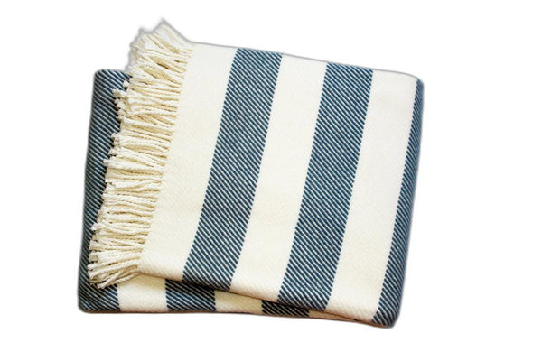 Homeroots Cream And Slate Slanted Stripe Fringed Throw Blanket  Cotton 475718