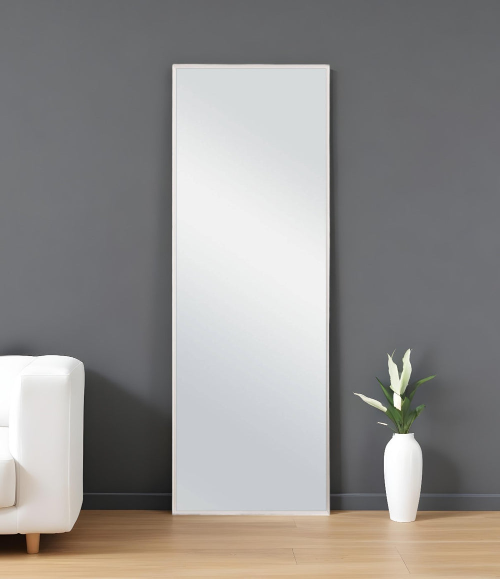 Homeroots 59" Silver Metal Framed Standing Mirror  Glass 475740