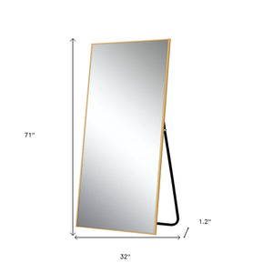 Homeroots 71" Gold Metal Framed Standing Mirror  Glass 475744