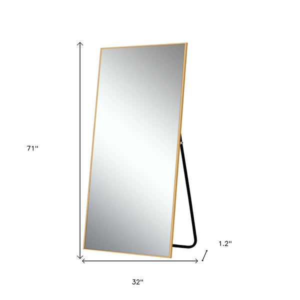 Homeroots 71" Gold Metal Framed Standing Mirror  Glass 475744