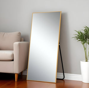 Homeroots 71" Gold Metal Framed Standing Mirror  Glass 475744
