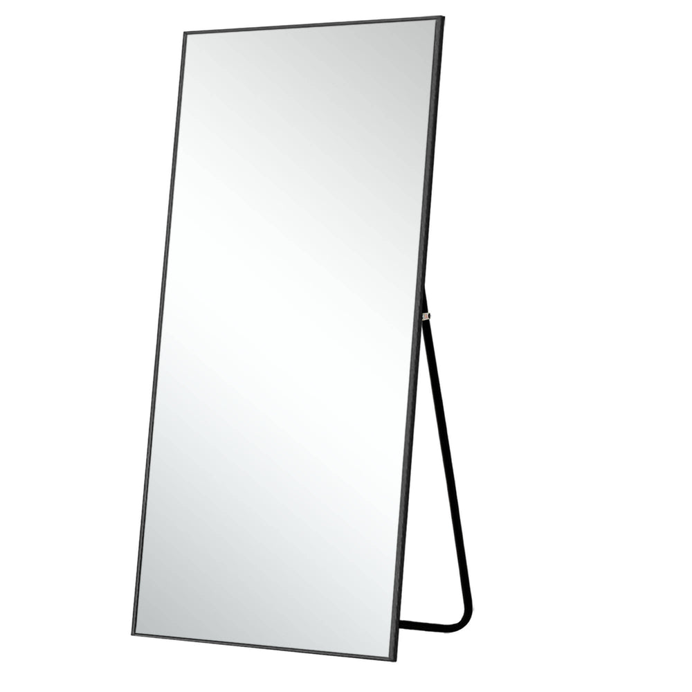 Homeroots 71" Black Metal Framed Leaning Or Hanging Full Length Mirror  Glass 475745