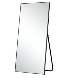 Homeroots 71" Black Metal Framed Leaning Or Hanging Full Length Mirror  Glass 475745