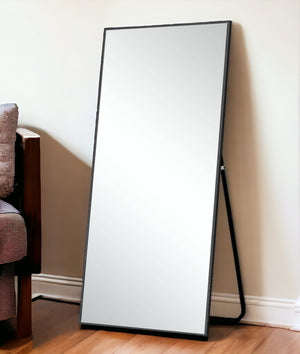 Homeroots 71" Black Metal Framed Leaning Or Hanging Full Length Mirror  Glass 475745