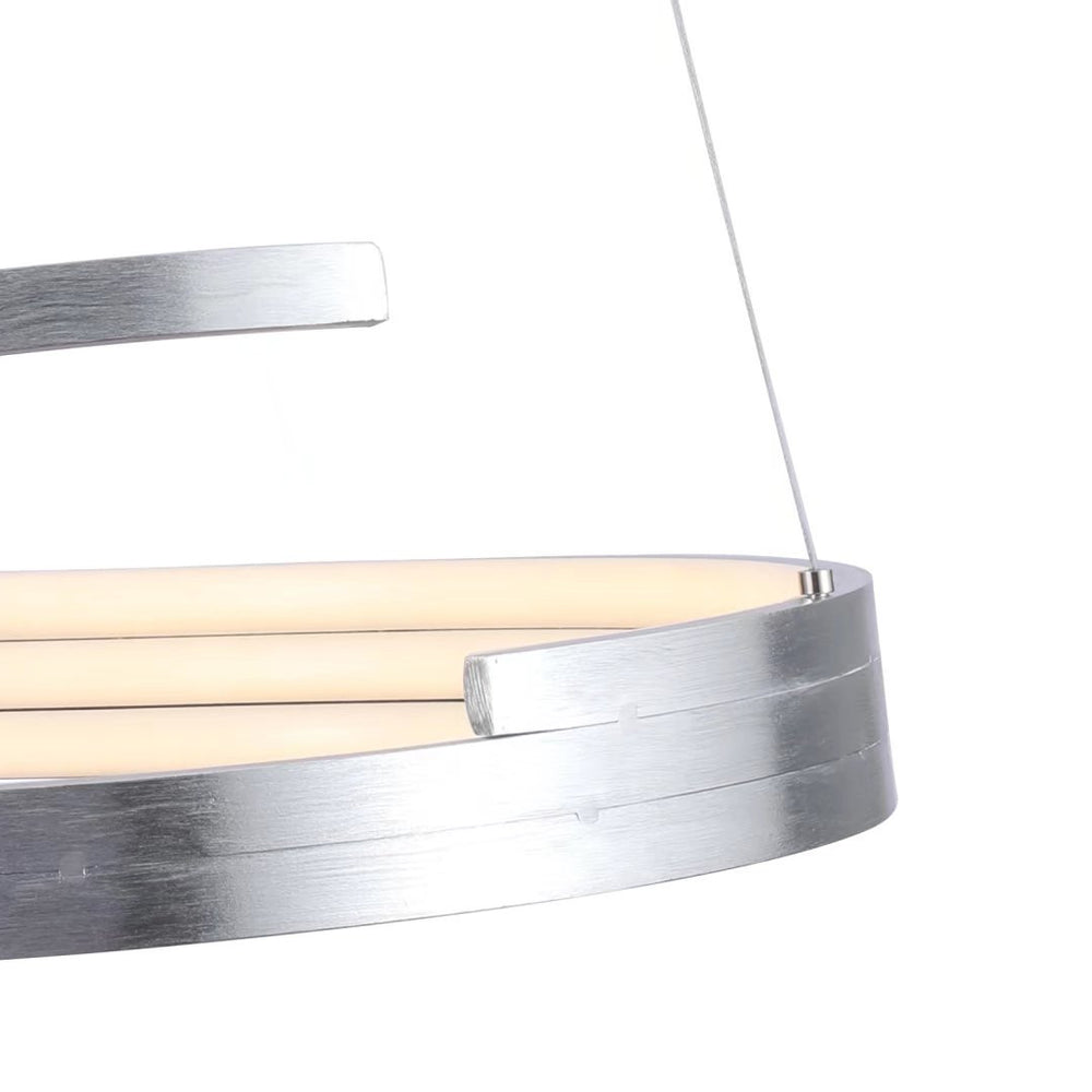 Homeroots Contemporary Silver Led Circular Spiral Chandelier   475748