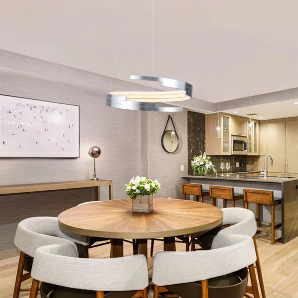 Homeroots Contemporary Silver Led Circular Spiral Chandelier   475748