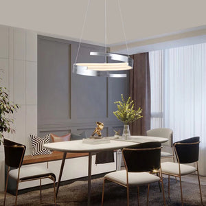 Homeroots Contemporary Silver Led Circular Spiral Chandelier   475748