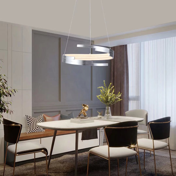 Homeroots Contemporary Silver Led Circular Spiral Chandelier   475748