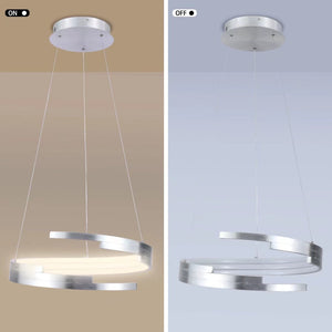 Homeroots Contemporary Silver Led Circular Spiral Chandelier   475748