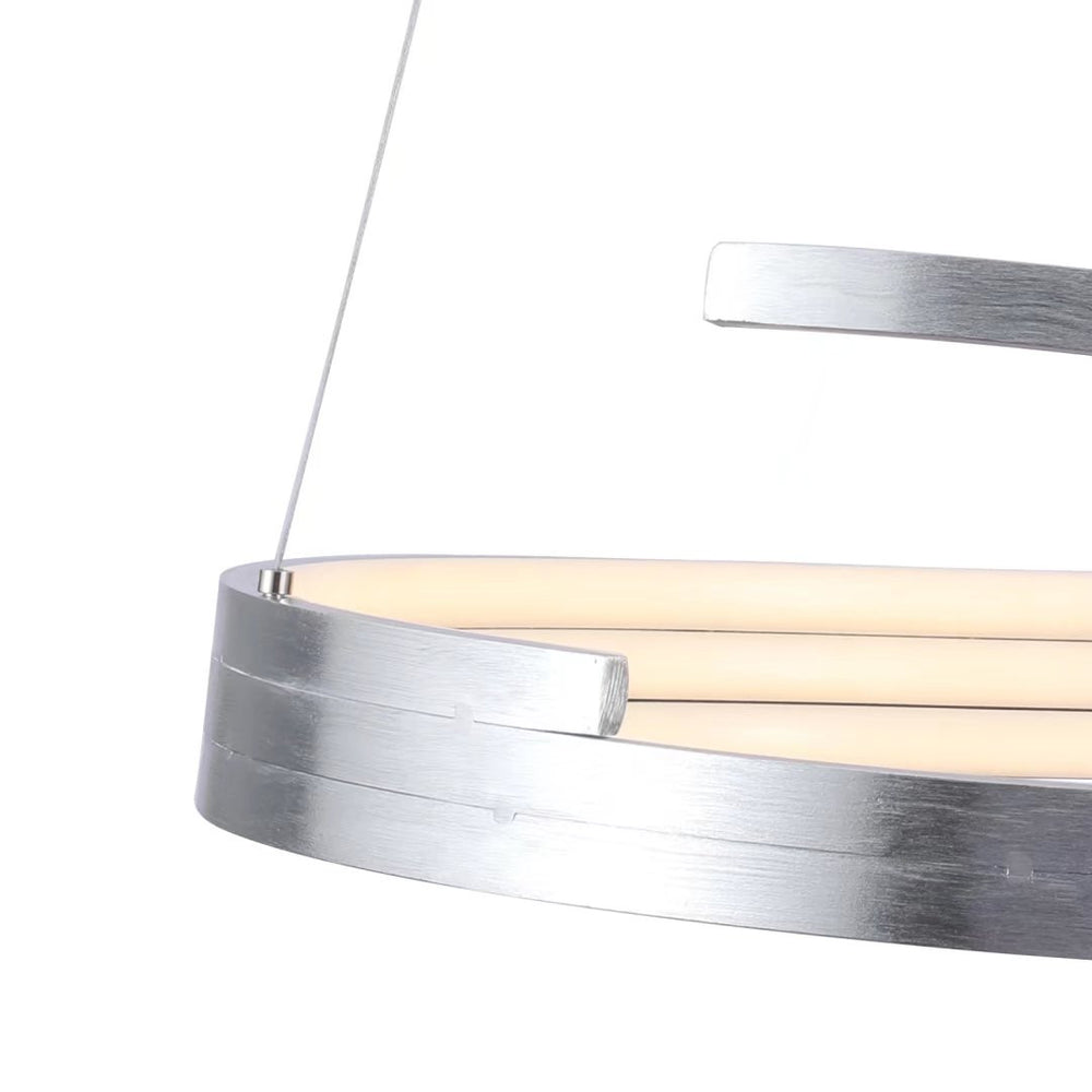 Homeroots Contemporary Silver Led Circular Spiral Chandelier   475748