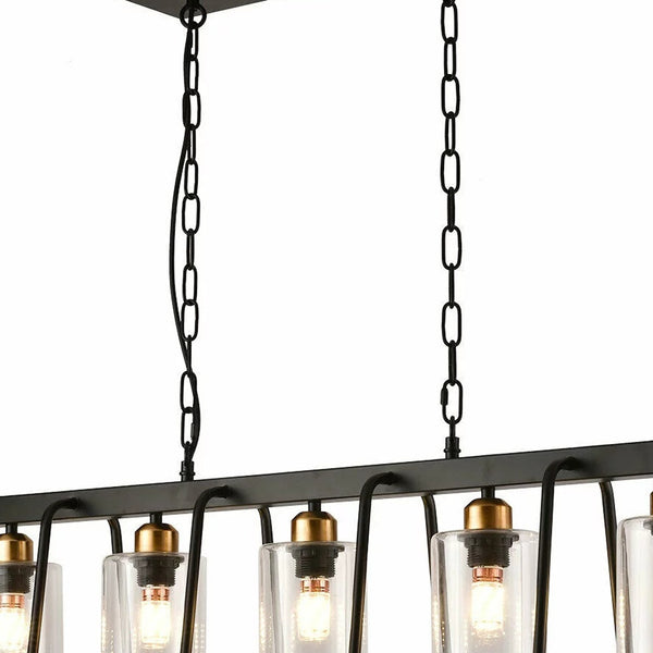 Homeroots Black Shaded Five Light Metal Ceiling Light With Clear Shades   475752
