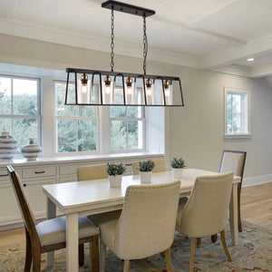 Homeroots Black Shaded Five Light Metal Ceiling Light With Clear Shades   475752