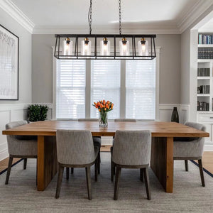 Homeroots Black Shaded Five Light Metal Ceiling Light With Clear Shades   475752