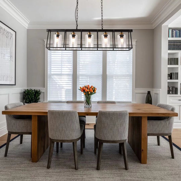 Homeroots Black Shaded Five Light Metal Ceiling Light With Clear Shades   475752