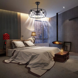 Homeroots Industrial Caged Ceiling Lamp And Fan  Metal 475753