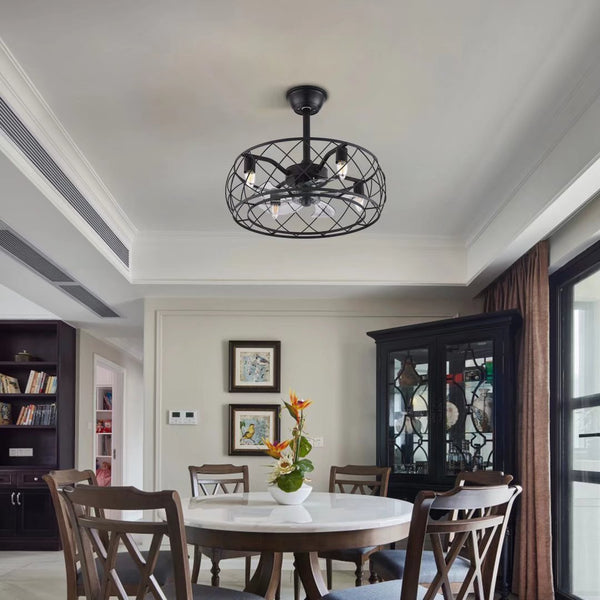 Homeroots Industrial Caged Ceiling Lamp And Fan  Metal 475753