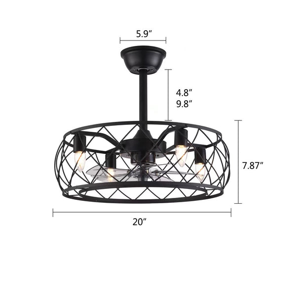 Homeroots Industrial Caged Ceiling Lamp And Fan  Metal 475753