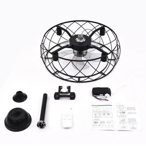 Homeroots Industrial Caged Ceiling Lamp And Fan  Metal 475753