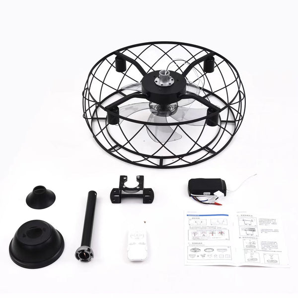 Homeroots Industrial Caged Ceiling Lamp And Fan  Metal 475753