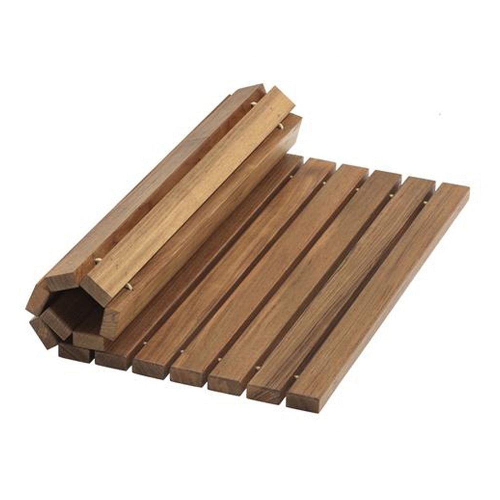 Homeroots Designer Roll Up Genuine Teak 2' X 3' Mat   475836
