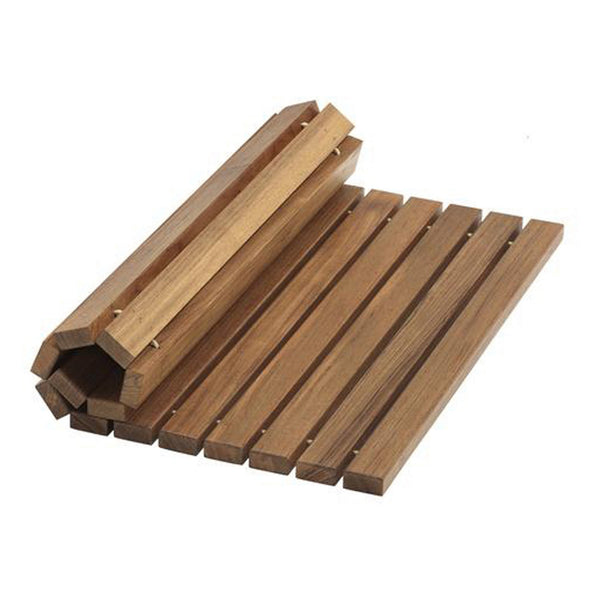 Homeroots Designer Roll Up Genuine Teak 2' X 3' Mat   475836