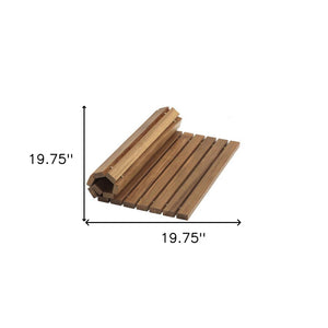 Homeroots Designer Roll Up Genuine Teak 2' X 3' Mat   475836