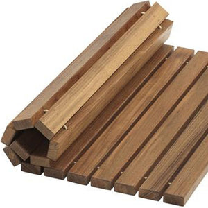 Homeroots Designer Roll Up Genuine Teak 2' X 3' Mat   475836