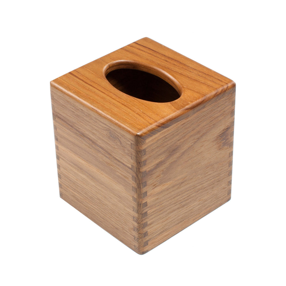 Homeroots Traditional Solid Teak Square Tissue Box Cover   475837