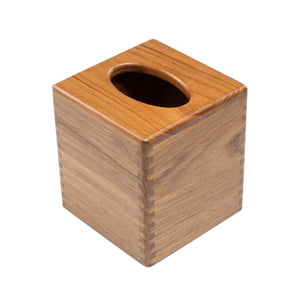 Homeroots Traditional Solid Teak Square Tissue Box Cover   475837
