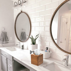 Homeroots Traditional Solid Teak Square Tissue Box Cover   475837