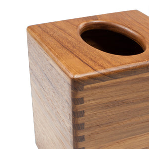 Homeroots Traditional Solid Teak Square Tissue Box Cover   475837