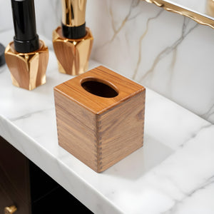 Homeroots Traditional Solid Teak Square Tissue Box Cover   475837