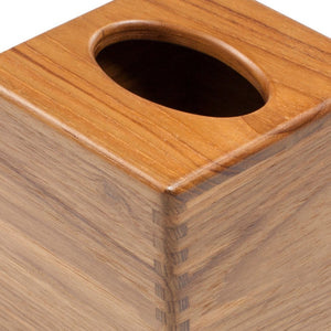 Homeroots Traditional Solid Teak Square Tissue Box Cover   475837