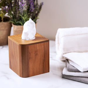Homeroots Designer Genuine Teak Tissue Box Cover   475846
